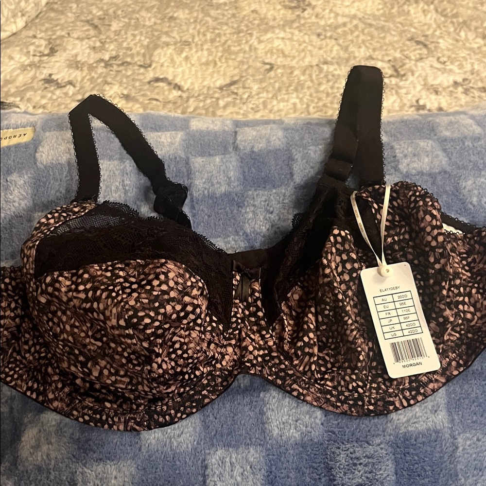 Curvy Couture Black and Pink Lace Bra